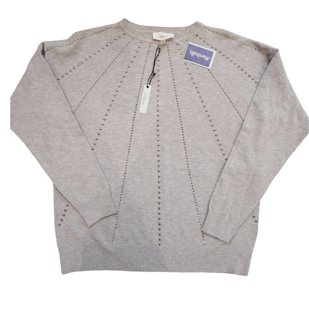 New Milano Metal Beaded Gray Sweater